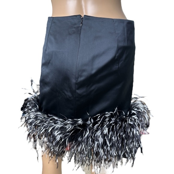 Per Se Elegant Black Feather Trim Skirt 4 - Picture 2 of 4